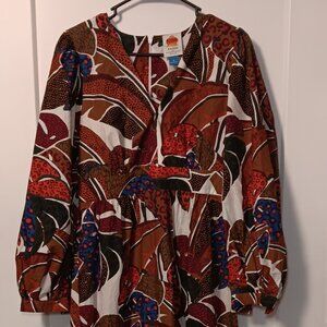 Farm Rio by Anthropologie Womens Long Sleeve Maxi Dress Size 6 Multi Color